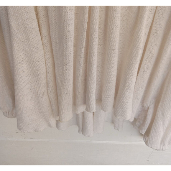 Free People Aztec White Embroidered Tunic Top Boho Hippie Waffle Thermal Large - Picture 5 of 15